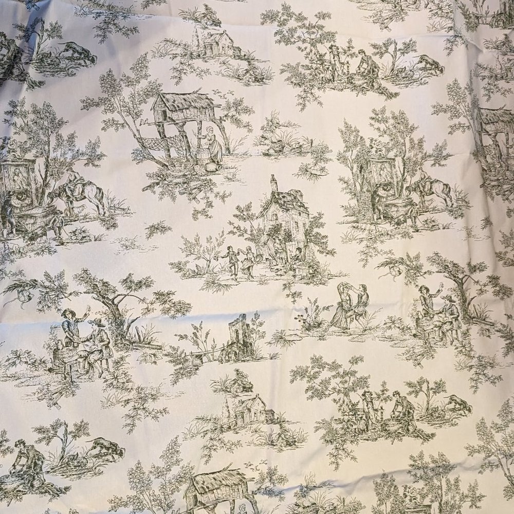 French Toile Fabric 3 yards Rustic Country Life